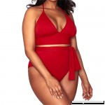 Boomboom Plus Size Backless High Waist Two Piece Swimsuit Lace Up Bikinis Women Red B07L99FSLH